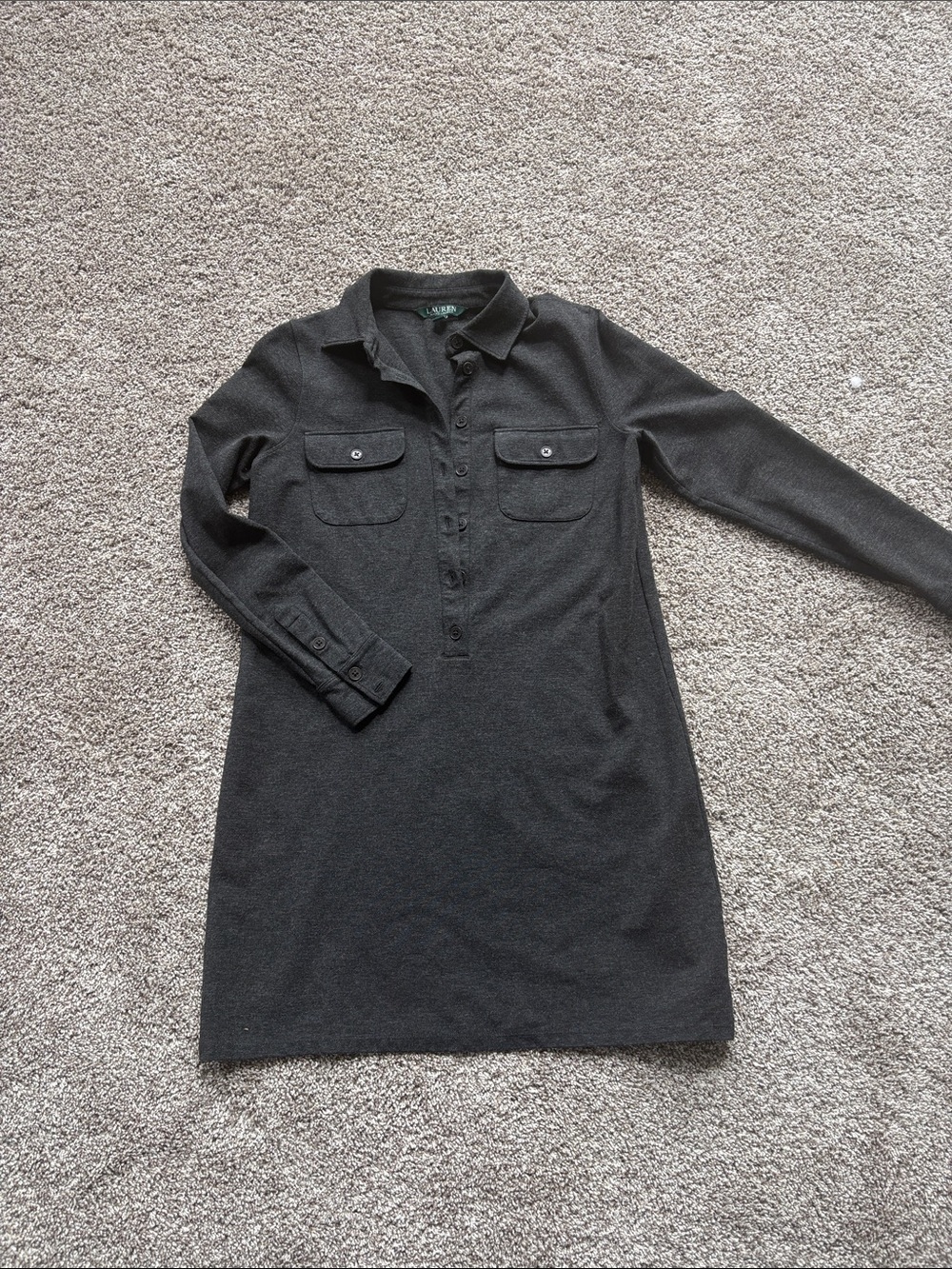 Ralph Lauren Dark Charcoal Long-Sleeve Polo Dress